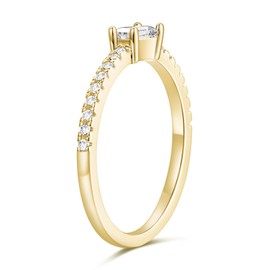 TIGRADE 1.5mm Eternity Ring Baguette Cubic Zirconia Anniversary Ring CZ Pave Wedding Band for Women Size 4-10, Gold, Size 10.5