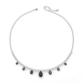 Vetieeimo Cubic Zirconia Crystal Tennis Teardrop Choker Necklace for Bridesmaid Wedding Prom Party Birthdays, Gold Plated, Cubic Zirconia