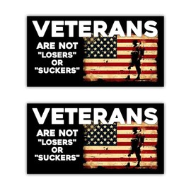 BAVAHA 2pcs [7.5x3.75] Veterans are Not Losers Or Suckers Bumper Sticker American US Flag Army Veteran Stickers Military Car Stickers Patriotic Bumper Sticker for Car Gift Patriots Veterans Liberals