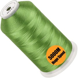 New Brothread - Bobina enorme individual de 5000 m, cada hilo de máquina de bordar de poliéster, 40 W para máquinas comerciales y domésticas, color verde prado (color Janome)