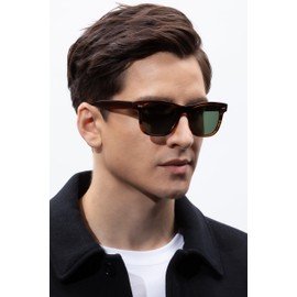 CARFIA Retro Acetate Polarized Sunglasses for Men UV Protection with Embossed Pattern Wire Core CA2301 Green Lens