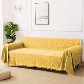 ROSE HOME FASHION Geometrical Sofa Cover, Couch Cover, Couch Covers for 3 Cushion Couch, Couch Covers for Sofa, Sofa Covers for Living Room, Couch Covers for Dogs, Couch Protector(X-Large:Yellow)