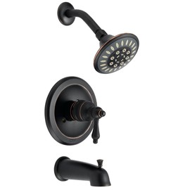 Designers Impressions 654692 Oil Rubbed Bronze Tub Shower Combo Faucet - Single Handle Mixer Design and Multi-Setting Shower Head