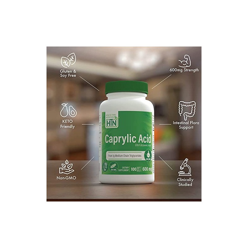 Health Tru Nutrition | Caprylic Acid, 600 Mg, 100 Caps