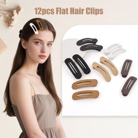 Maeups Flat Hair Clips for Women - 12 Pack Matte Non-Slip Flat Claw Clips for Thin Hair, 6 Colors Daily Use Hair Clips Flat Design Comfort Clips
