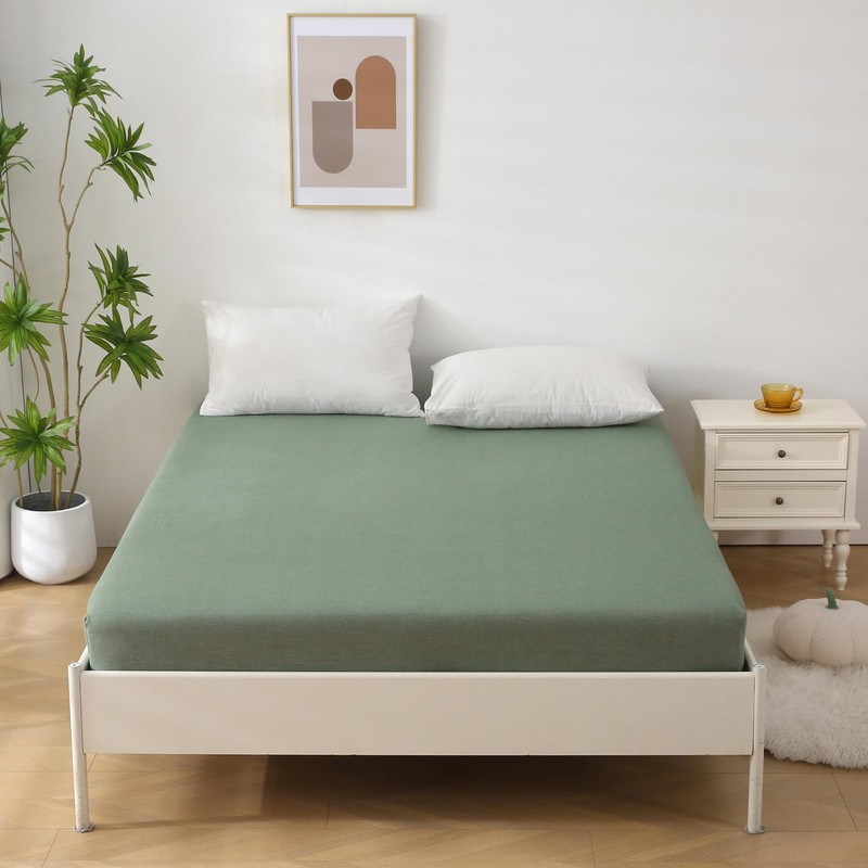 SOULFUL Fitted Sheet 180 x 200 cm, 100% Washed Cotton