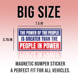 Magnet Sticker Power of The People Magnetic Liberal Progressive Values, Democrat Feminist Gift, Human Rights Red Blue Magnet for Bumper, Refrigerator, Cruise Door, Car, Truck 7.5x3.75in