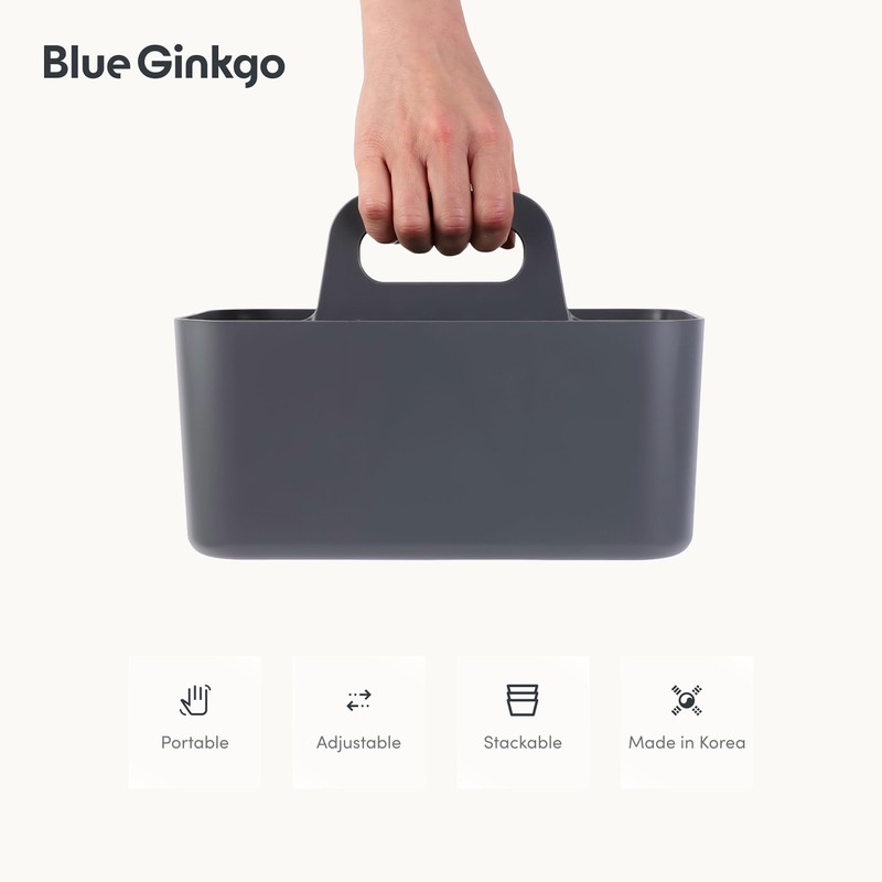 BLUE GINKGO Stackable Organizer Caddy – Korean-Made Portable Tote for