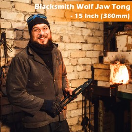 Upgraded Blacksmith Tongs Wolf Jaw Blacksmithing Tongs For Beginner & Seasoned blacksmiths, bladesmiths & Craftsmen (15 in (380mm))