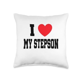 My Heart I Love My Stepson Throw Pillow, 16x16, Multicolor