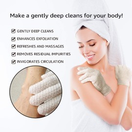 Evridwear - Guantes exfoliantes para baño, ducha, limpieza profunda, acné y piel muerta, nivel moderado o pesado, 1 par (blanco)