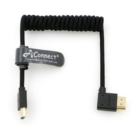 AConnect 8K Coiled HDMI Cable, 8K@60Hz 4K@120Hz 48Gbps HDMI 2.1 Cable, Ultra High-Speed Braided Coiled Cable 12~18" for Atomos Ninja V|Portkeys BM5 Monitor (Straight to Left Angle)