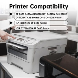 VOOHOOD SP C430A High Yield Toner Cartridge Black Cyan Magenta Yellow 4 Pack, 821105 821106 821107 821108 Compatible with Ricoh SP C430 C431 C440 C430A C430DN C431DN C440DN C441DN Printer