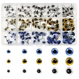 TOAOB 150pcs 3 Colors Glass Eyes Kits Craft Eyes 6mm 8mm 9mm 10mm 12mm for Doll Making Needle Felting Crafts