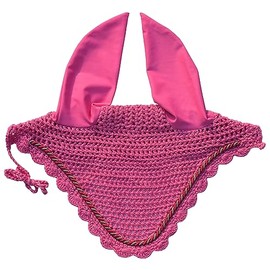 Elegant Horse Ear Bonnet, Fly Veil & Fly Mask – Superior Fly Protection with Style and Comfort for Every Ride (Pink, COB)