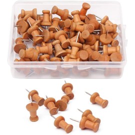 YFFSFDC Push Pins Dharma Shape Thumb Tacks Wooden 100 Pieces Large Capacity Decorative Stylish Wooden Push Pins for Bulletin Board Posters, Photos, DIY, Maps, Calendars, Schools, Office Supplies