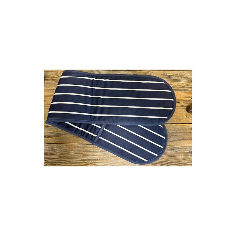 Navy Striped Double Oven Glove 100% Cotton Kitchen Cooking Mitt