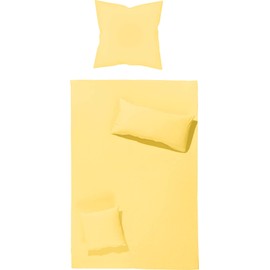 Erwin Müller Renforcé Würzburg Bed Linen Set, Plain, Yellow, Size 135 x 200 cm (40 x 80 cm), Durable and Temperature-Regulating, with Zip