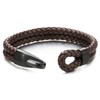 COOLSTEELANDBEYOND Men's Women's Double Row Braided Leather Bangle Bracelet with