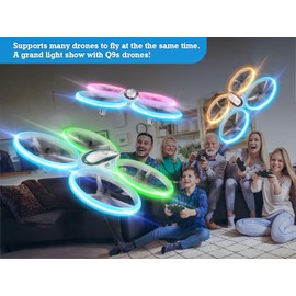Q9s Drones for Kids,Cool RC Drone with Altitude Hold and Headless Mode,Hobby Quadcopter with Blue&Pink Light,2 Batteries and Remote Control,Birthday and Xmas Gifts Toys for Boys and Girls,Pink