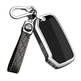 ontto Key Fob Case Fit for Kia 3-button Stylish Car Key Box for Telluride Forte Niro Ceed Black, Black(long Keychain)