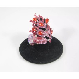 Candies Fantastic New Peacock Stretch Ring with Pink Stones & Crystals NWT #R1197