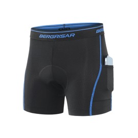 BERGRISAR 3D Padded Bike Shorts for Men Cycling Underwear with Pockets Biking Bicycle Undershorts Blue Medium