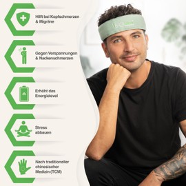 BACKLAxx® Acupressure Headband Against Migraines and Headaches. Acupuncture Headband, Head Massager with Bag for Head Massage. Head Massager for Relaxation, Beauty Headband, Grey