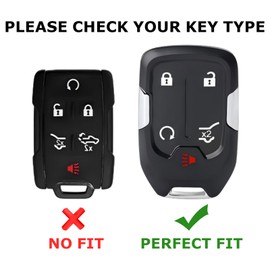 HOUTIAN for GMC Key Fob Cover TPU Key Shell Metal Ring Key Chain Soft Shell Car Key Case for 2017-2021 Silverado 1500 2500HD 3500HD Suburban Tahoe GMC Acadia Sierra Terrain Yukon