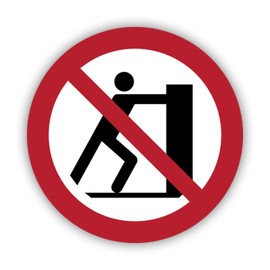 RDW No Pushing Sticker Decal - Self Adhesive Vinyl - Weatherproof - Made in USA - iso 7010 iso 3864 Hazard Safety Signs - P017-2" x 2"