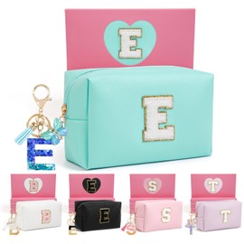 AIBFRID Birthday Gifts for Women Her,Travel Cute Makeup Bag,Large Capacity Cosmetic Bags for Women Makeup Pouch PU Leather Waterproof Cosmetic Bag (E, Blue)