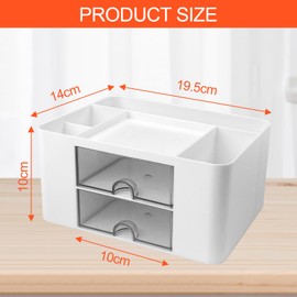 Newpop Schreibtisch Organizer, Multifunktionaler Stiftehalter Schreibtisch, 5 Fächer Büro Stifte Organizer mit 2 Schubladen, Plastik Tisch Stifthalter Organizer, Büroorganisation für Zuhause Schule