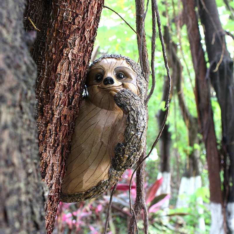 Garden Peeker Sloth Sculptures Lovely Innovative Simulation Resin Waterproof Lasting