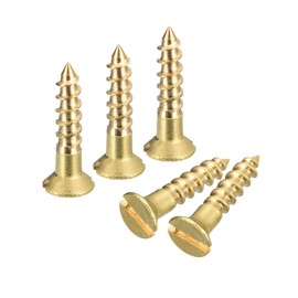 sourcing map Pack of 50 Brass Wood Screws M2.5 x 12 mm Slotted Drive Flat Head Self-Tapping Screws Countersunk Head for Woodwork Furniture