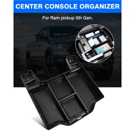 Autorder Ajuste personalizado para organizador de consola central 2019-2023 Dodge RAM 1500 2500 3500 accesorios caja de almacenamiento secundaria bandeja de inserción con 2 alfombrillas de color (solo consola completa con asientos de cubeta)