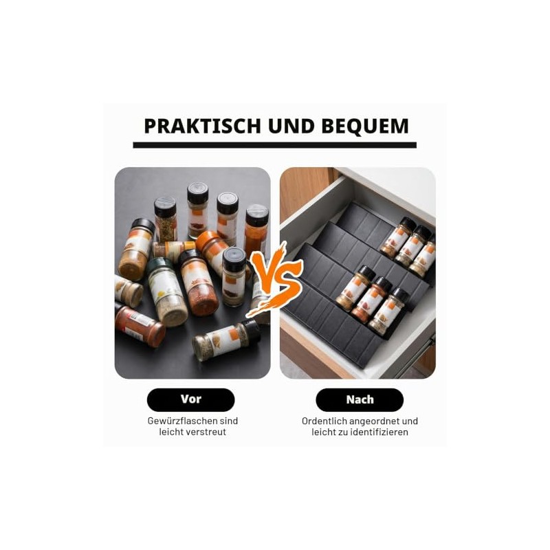 Pack of 8 Spice Rack, Drawer Spice Drawer Insert, Spice