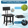 ETECHMART Bamboo Shower Bench with Back and Soap Dish, 2-Tier
