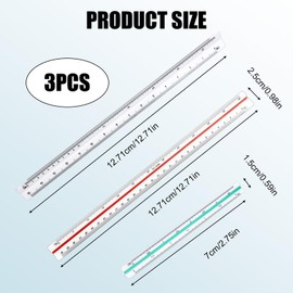 Set of 3 Triangular Scale Ruler, Architecture Ruler, Triangular, 1:20, 1:25, 1:50, 1:75, 1:100, 1:125, 1:200, 1:250, 1:300, 1:400, 1:500, Scale Ruler 30 cm for Architect, Technical