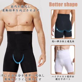 Zleufirty Men's Belly Wrap Pants, Compression Spats, Open Front, Shaping Shorts, High Waist, Men's Compression Leggings, Sports, Tummy Tights, Compression Tights, Men's, Black