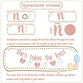 She's Tying The Knot Banner, lazo para despedida de soltera, compromiso, decoración de boda, fiesta, suministros de oro rosa