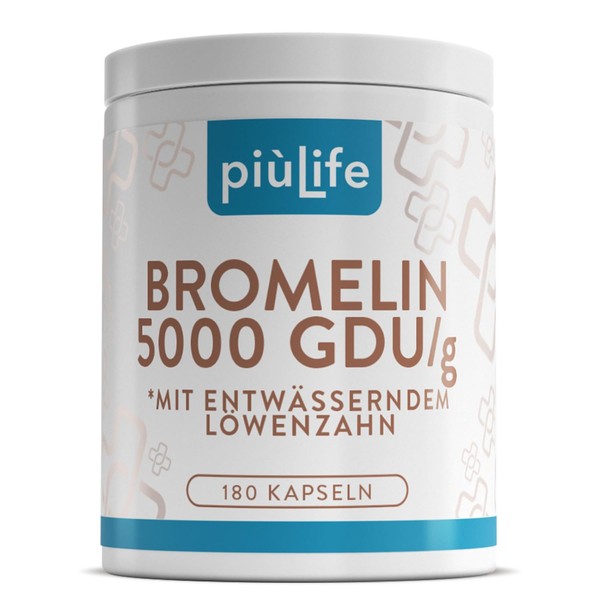 Bromelain Hochdosiert mit Löwenzahn PiùLife 10.000 F.I.P/g | 5.000 GDU/g