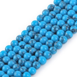 GEM-Inside Natural 2mm Blue Turquoise Round Gemstone Semi Precious Loose Beads for Jewellery Making 15''