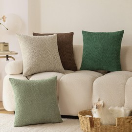 VOILYBIRD Pack of 2 Heavy Boucle Throw Pillow Covers 18x18 Inches, Decorative Pillow Covers for Sofa Couch, Modern Cushion Covers for Living Room, Brown