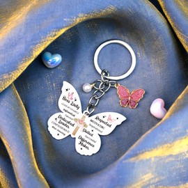 Lelekdo Boss Lady Gifts for Women Boss Christmas Birthday Gifts for Bosses Female Supervisor Inspirational Quotes Office Gift for Women Leadership Butterfly Keychain