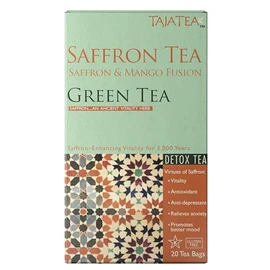 Taja Saffron Tea - Saffron & Mango Fusion Green Tea, Mood Boosting, Detox, Revive and Refresh Blend, Caffeinated | Gluten Free | Kosher, 20 Tea Bags, Pack of 2