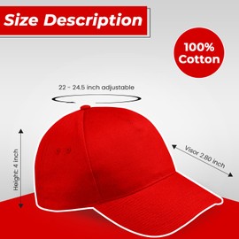 FIANA FASHIONS Unisex Adults 5 Panel Pre-Curved Plain Adjustable Baseball Cap Red
