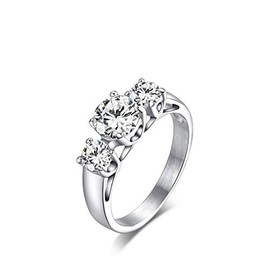 LEEYA NL36 Womens 6MM Titanium Stainless Steel High Polishd 18K Channel Set Cubic Zirconia CZ Promise Engagement Band Unisex Gold Wedding Ring Comfort Fit, (6)