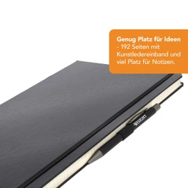 Westcott Notebook DIN A4 squared | 192 pages in elegant hard cover | 80 g/m² sustainable FSC mix paper | with inner pocket, bookmark, elastic band and pen holder | E-1744829 00