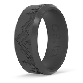 Enso Rings Bevel Classic Silicone Wedding Ring – Hypoallergenic Unisex Wedding Band – Comfortable Band for Active Lifestyle - Slate Peak - Size 12