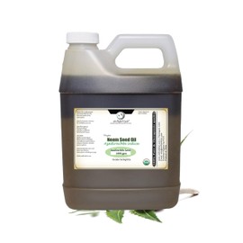 Pure Virgin Organic Neem Oil for Skin, Hair & Face - 100% Natural & Unrefined for Plants - Cold Pressed Neem Seed Oils - Safe for Dogs, Scalp & Hair Growth - 1 Gallon - Net Weight 3.6 kg / 8 lbs